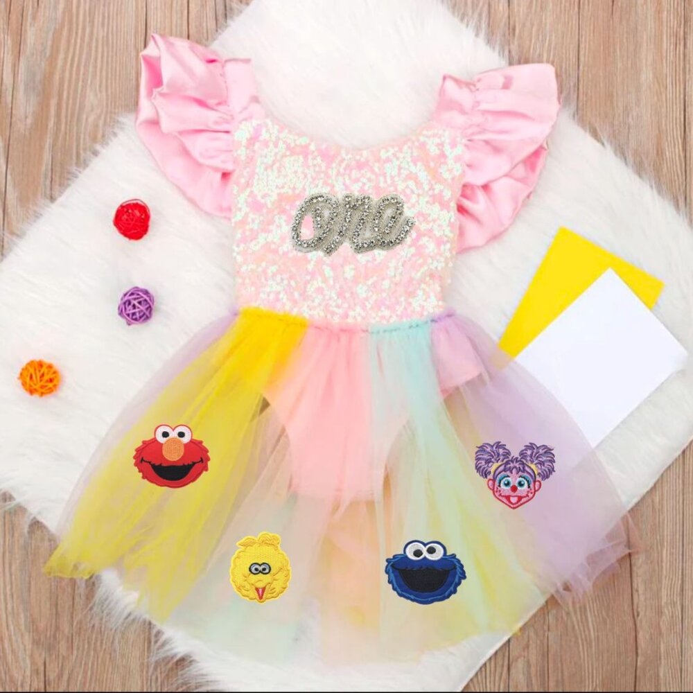 Elmo Romper Sunsuit Cookie Jumpsuit Abby Sesame Street Dress First Birthday